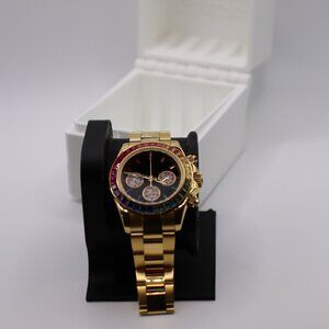 Rainbow Moissanite Diamond Watch – Gold Case & Bracelet